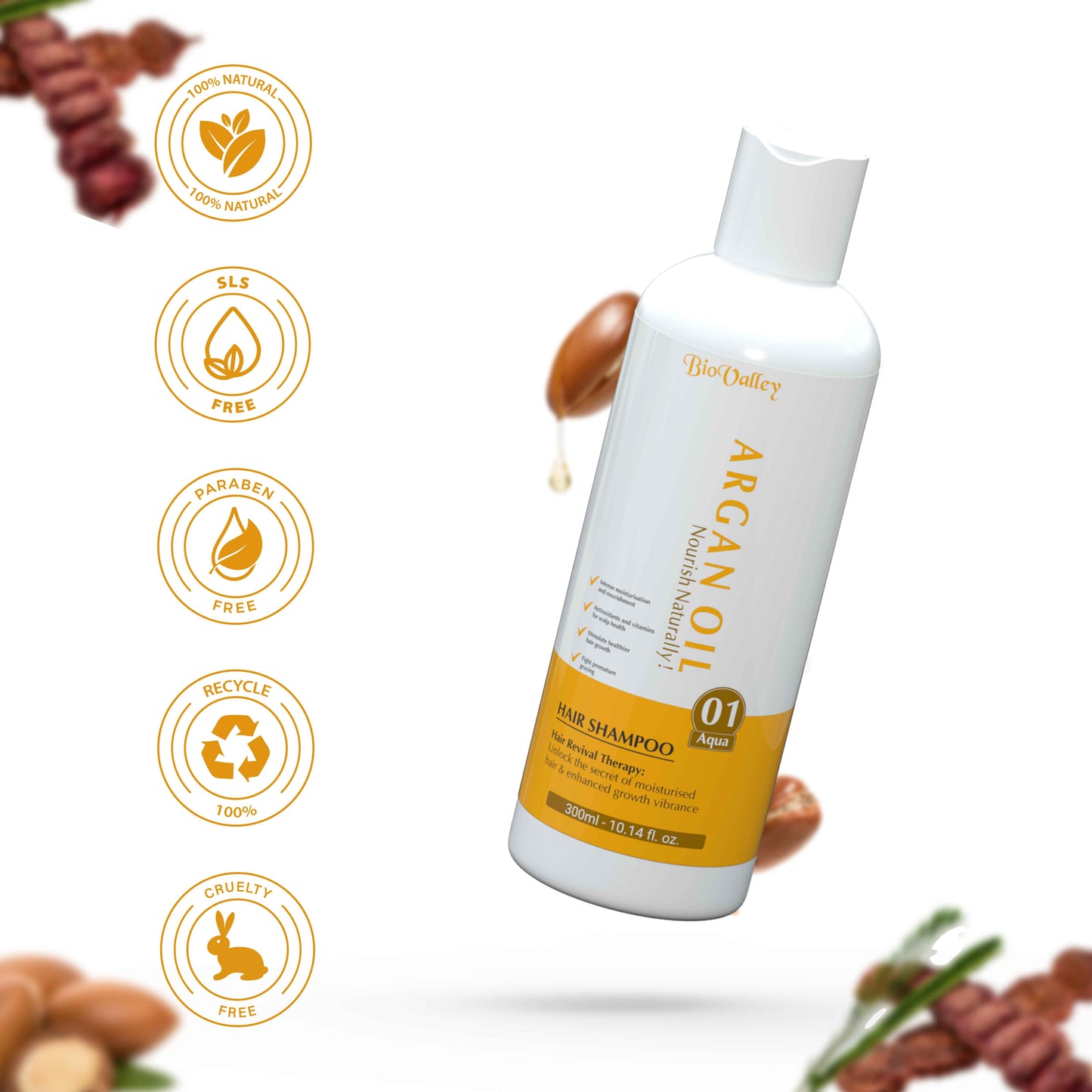 Bio valley Argan Oil shampoo with certificates