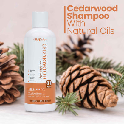 BIO-Valley Cedarwood shampoo bottle with natural oils of pine cones