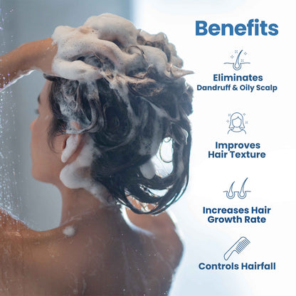 women washing hair with drad sea shampoo